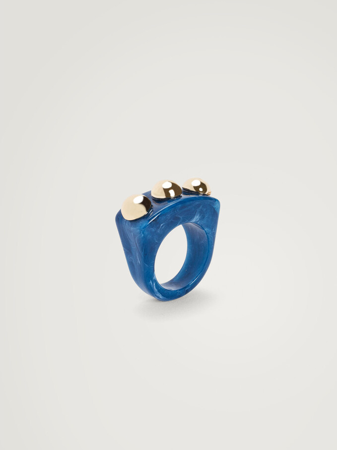 Signet Ring With Beads, Blue, hi-res