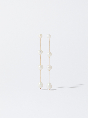 Earrings With Freshwater Pearl, White, hi-res