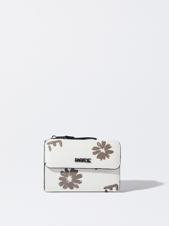 Cartera Estampado Floral, Azul Marino, hi-res