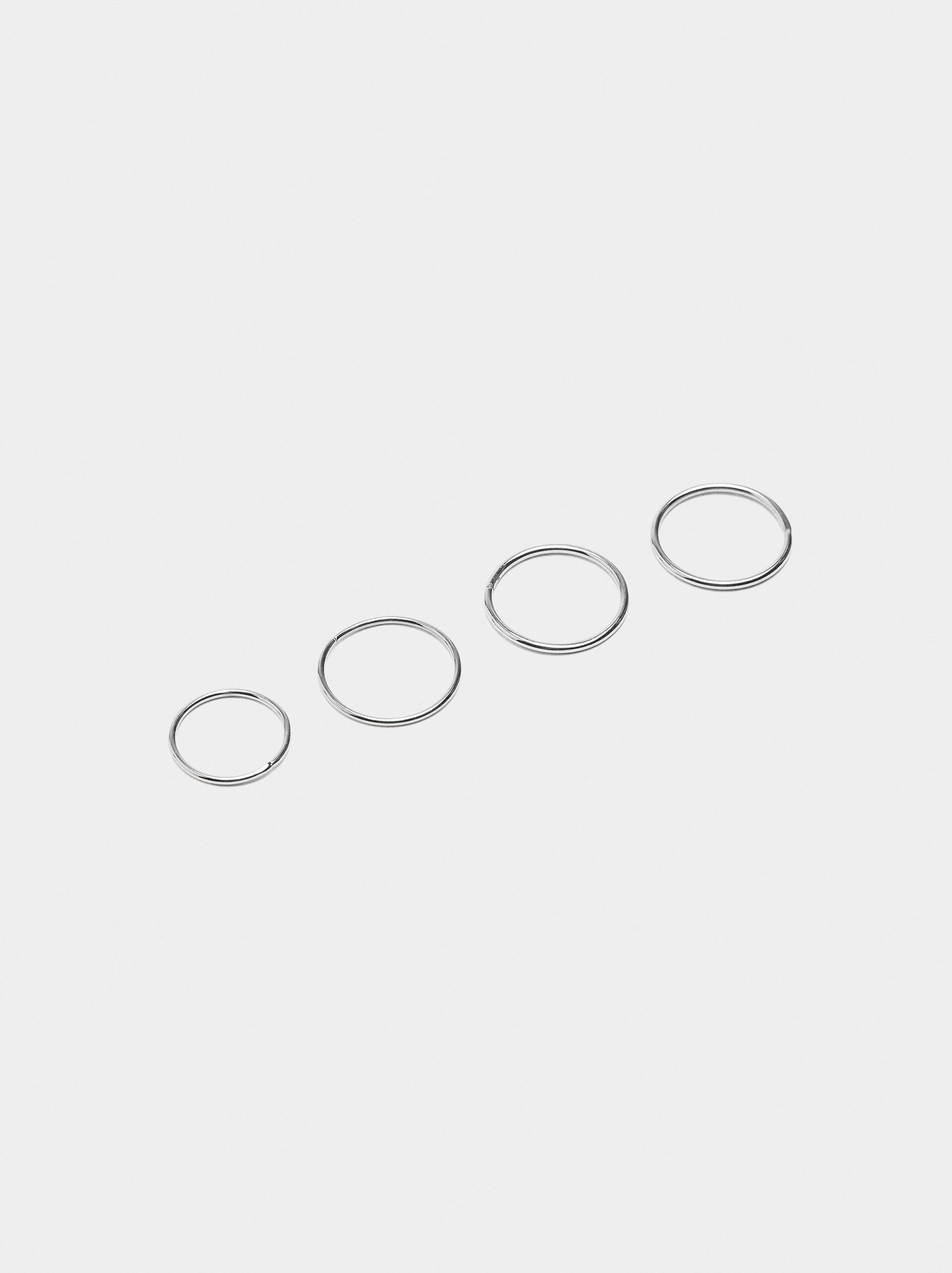 Set of four smooth rings - stainless steel image number 2.0