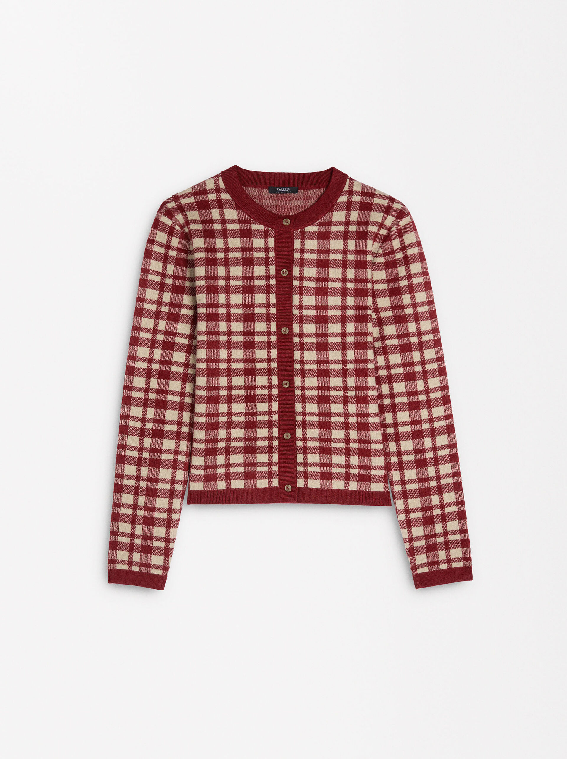 Jacquard knit cardigan with check pattern image number 5.0