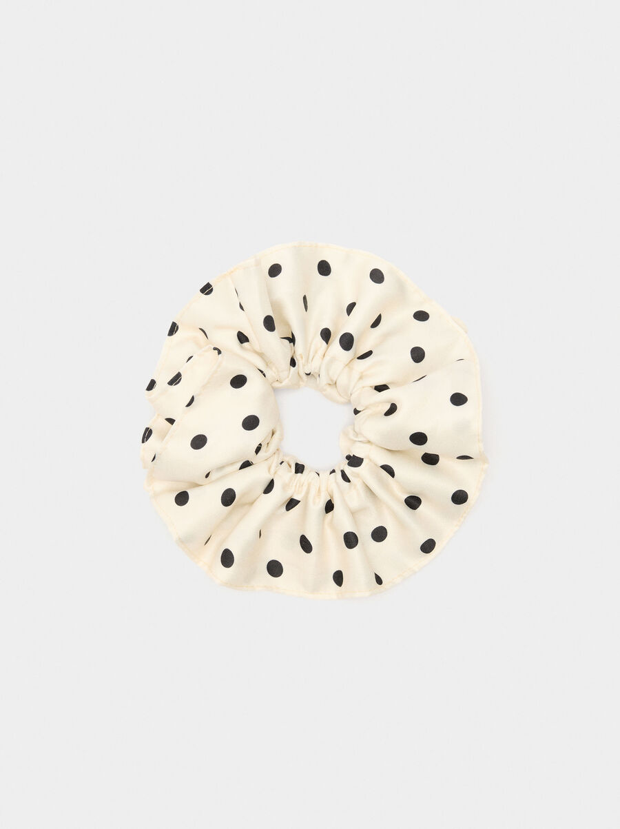 Elastic band scrunchie with polka dots