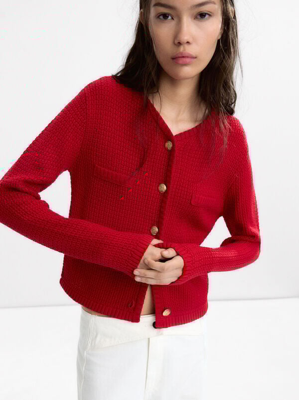 Textured knit cardigan