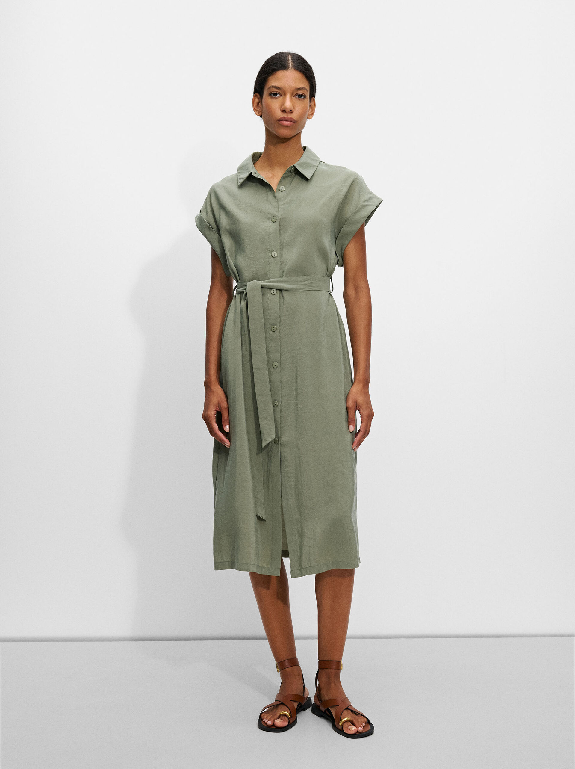 Robe chemise midi image number 0.0