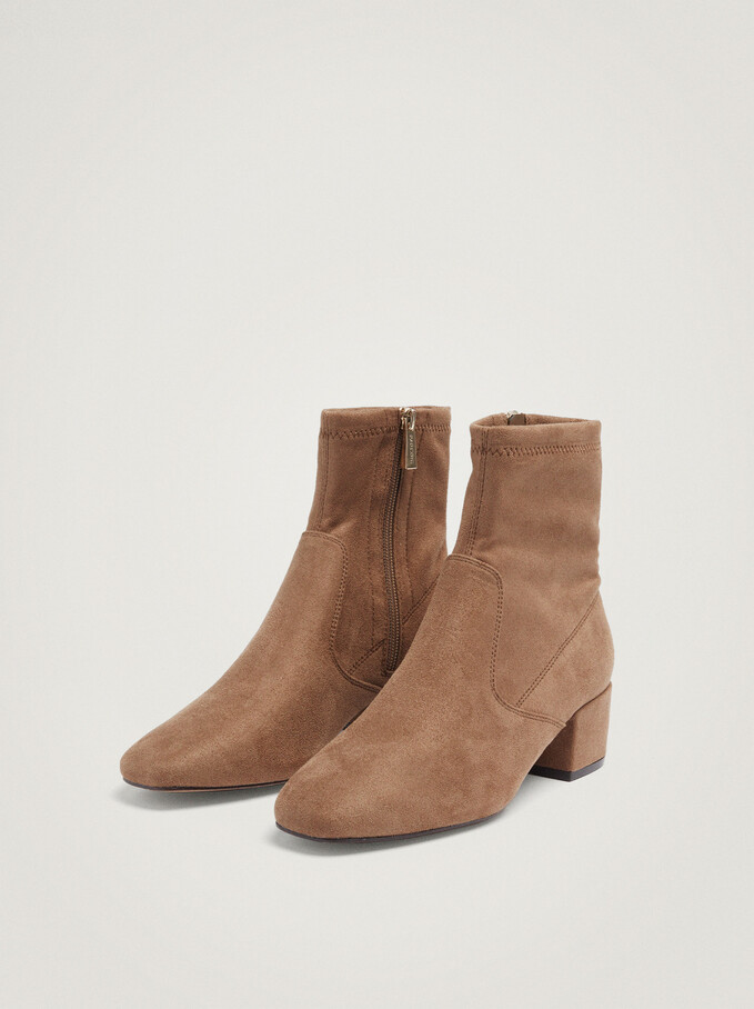 Heeled Ankle Boots, Brown, hi-res