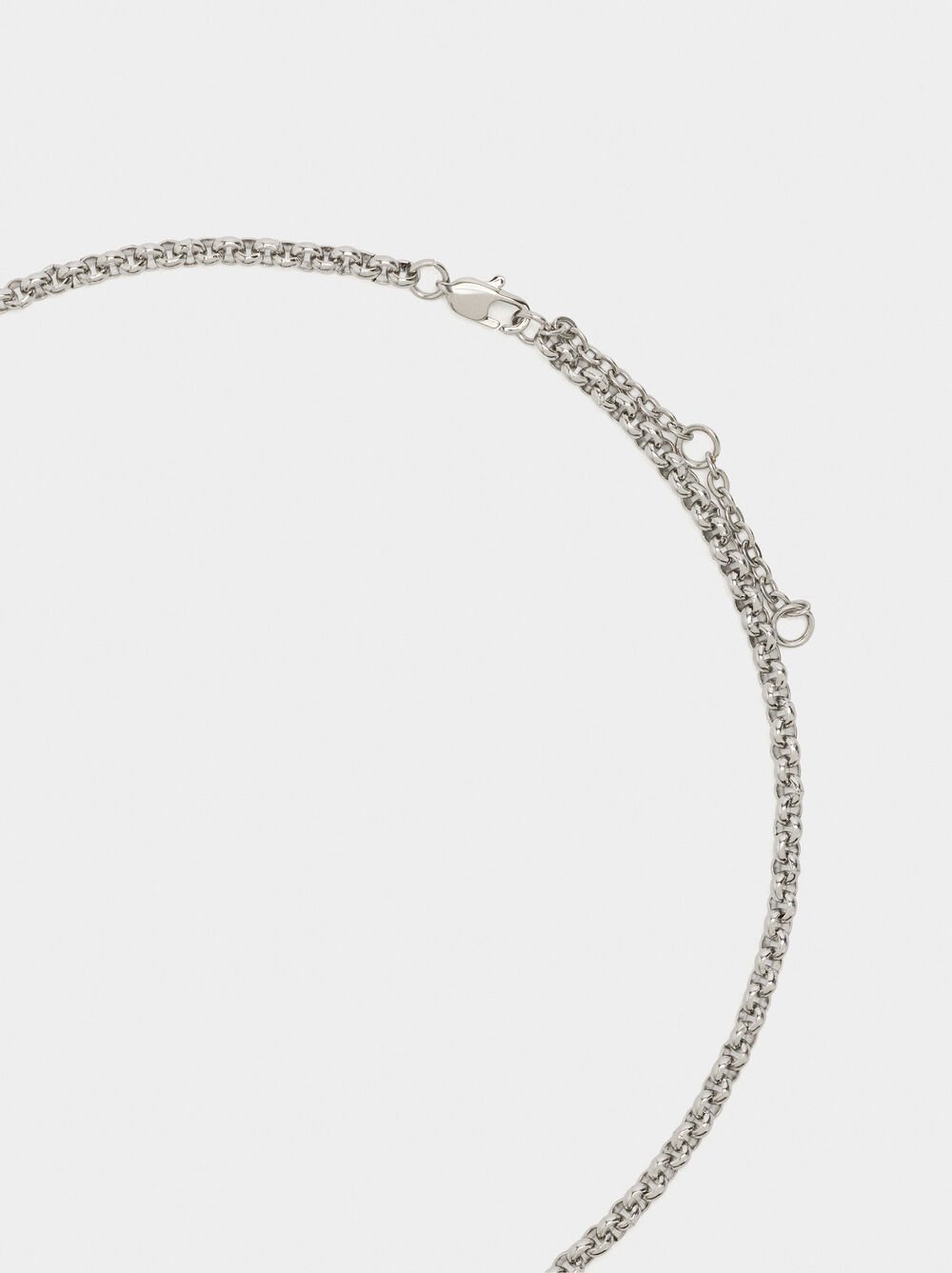 Necklace with bicolor heart medal - stainless steel