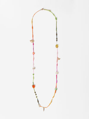 Long Necklace With Crystal Charms image number 1.0