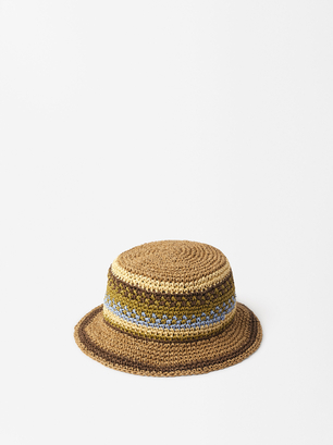 Straw-Effect Hat, Multicolor, hi-res