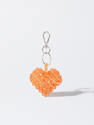 Heart Key Chain, Orange, hi-res