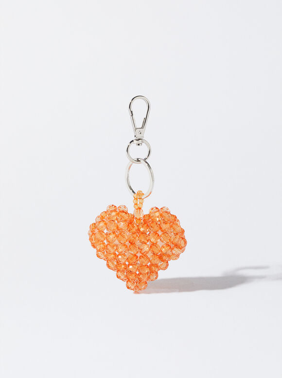 Schlüsselanhänger Mit Herz, Orange, hi-res