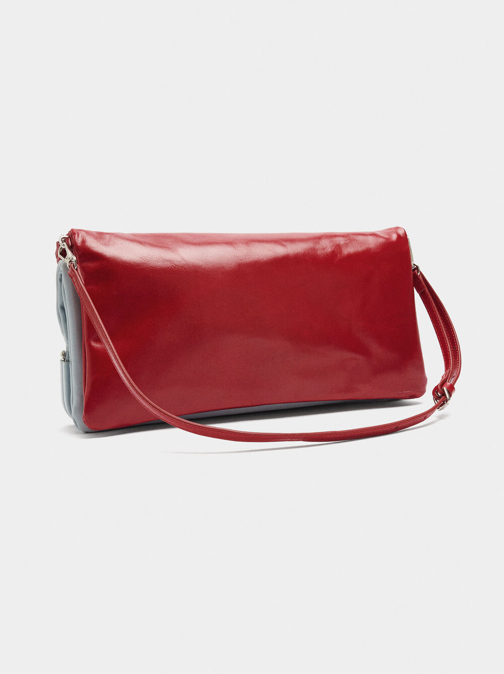 Double envelope bag in bicolour leather