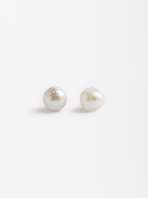 Set de collar con pendientes perla - acero inoxidable