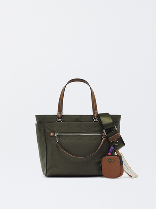 Personalized Nylon Tote Bag, Khaki, hi-res
