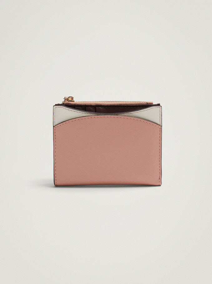 Patchwork Design Compact Wallet, Pink, hi-res