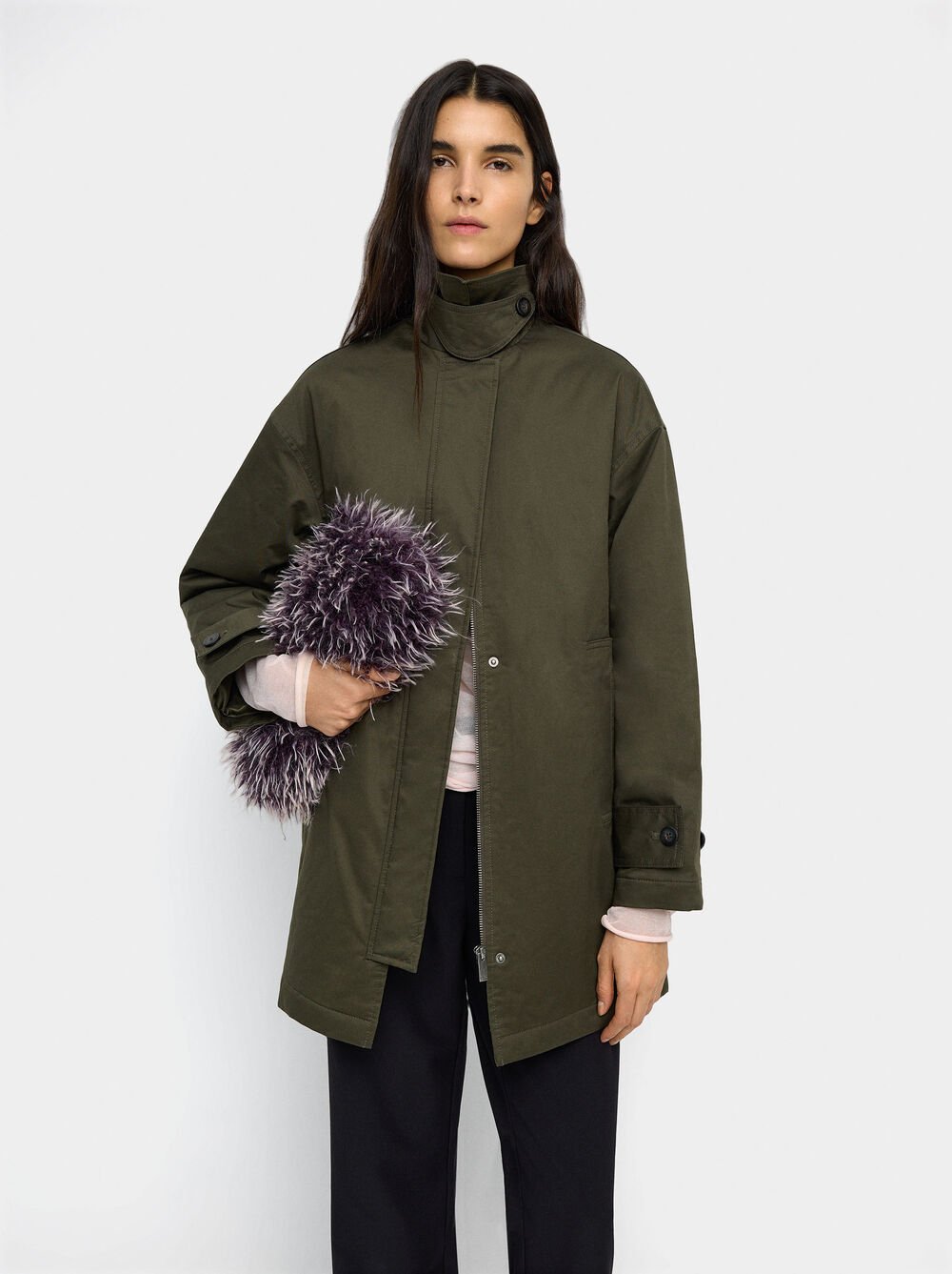 Cotton high-neck jacket