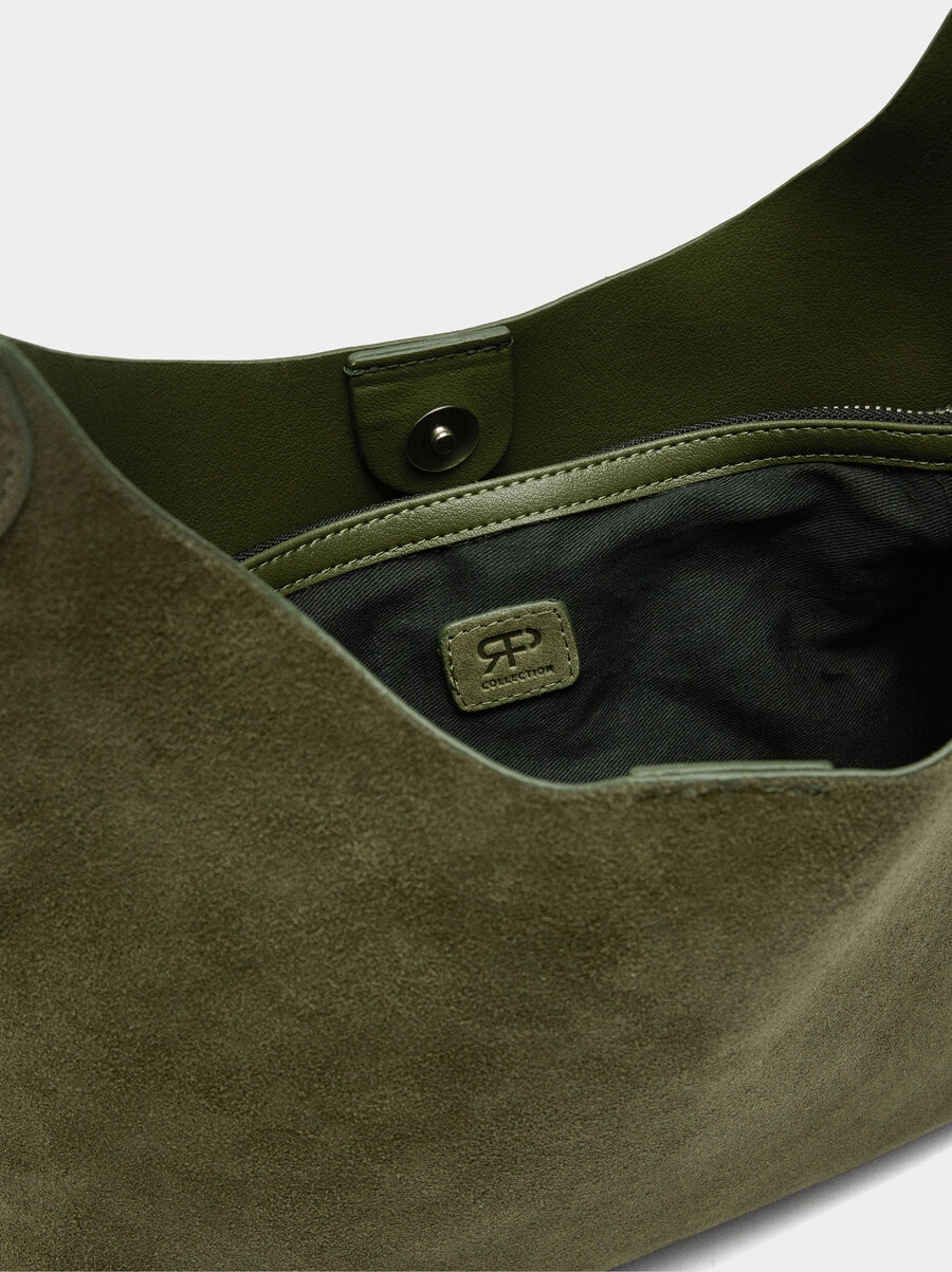 Suede leather shoulder bag