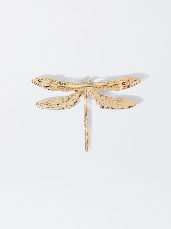 Dragonfly Brooch, Golden, hi-res