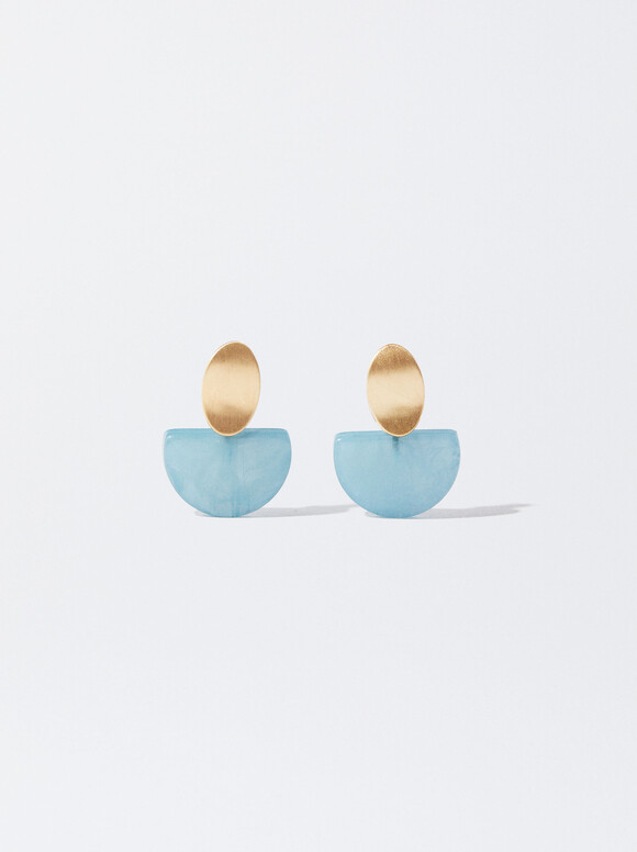 Orecchini Lunghi Perline, Blu, hi-res