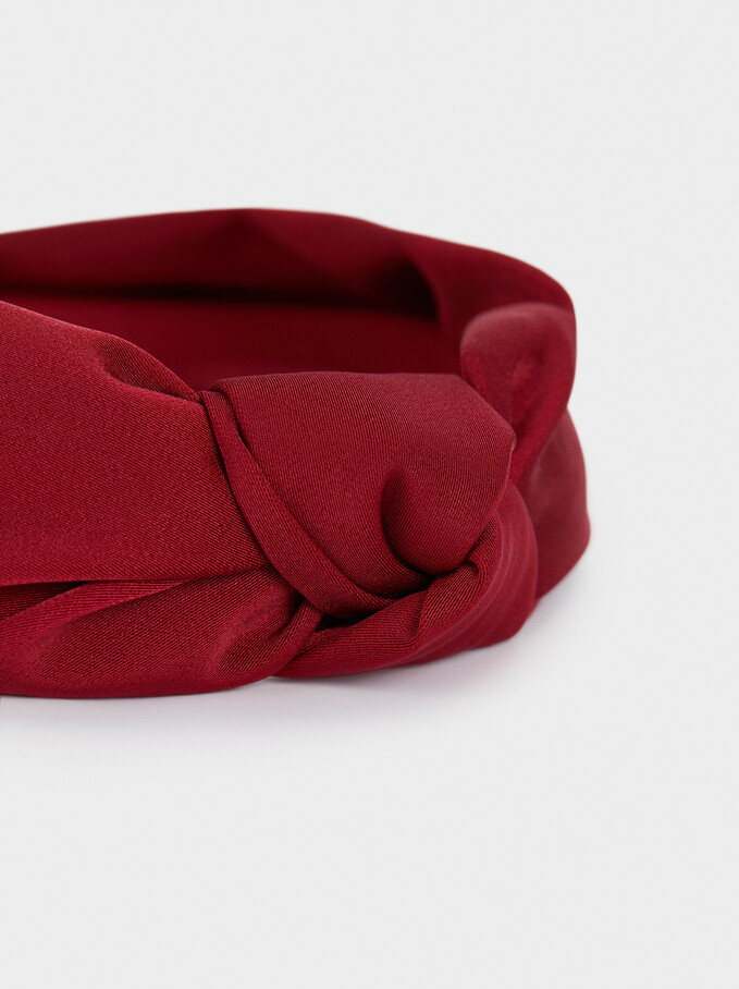 Wide Headband With Knot, Red, hi-res