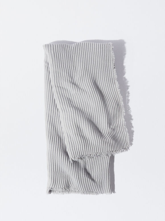  Pleated Scarf, Grey, hi-res