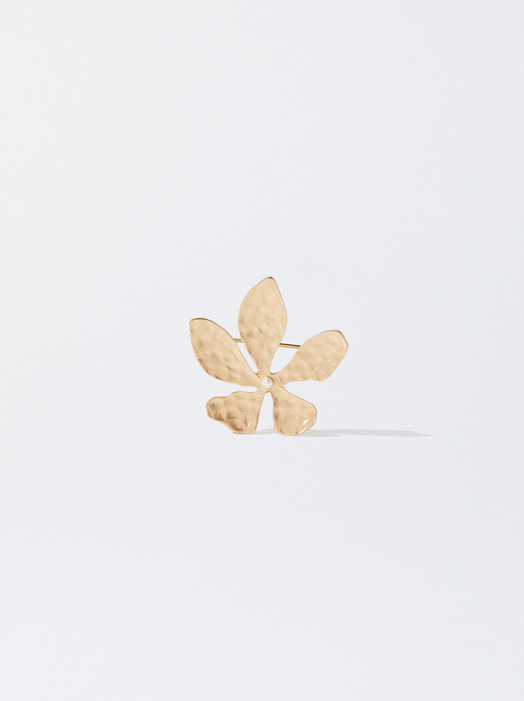 Brosche Mit Blume, Golden, hi-res