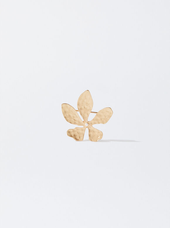 Brosche Mit Blume, Golden, hi-res
