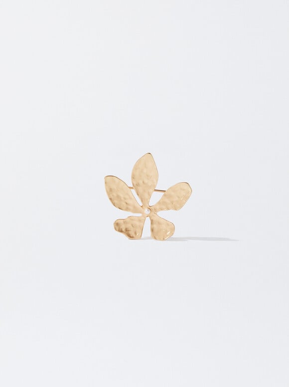 Flower Brooch, Golden, hi-res