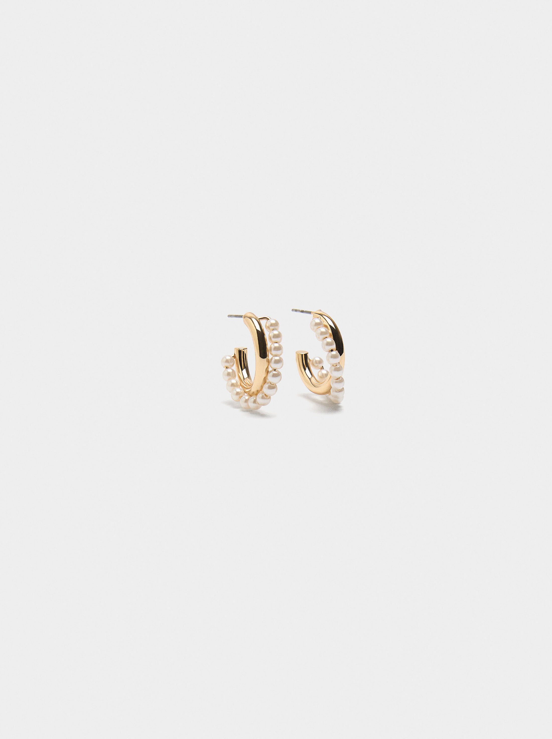 Open hoop earrings with pearls image number 0.0