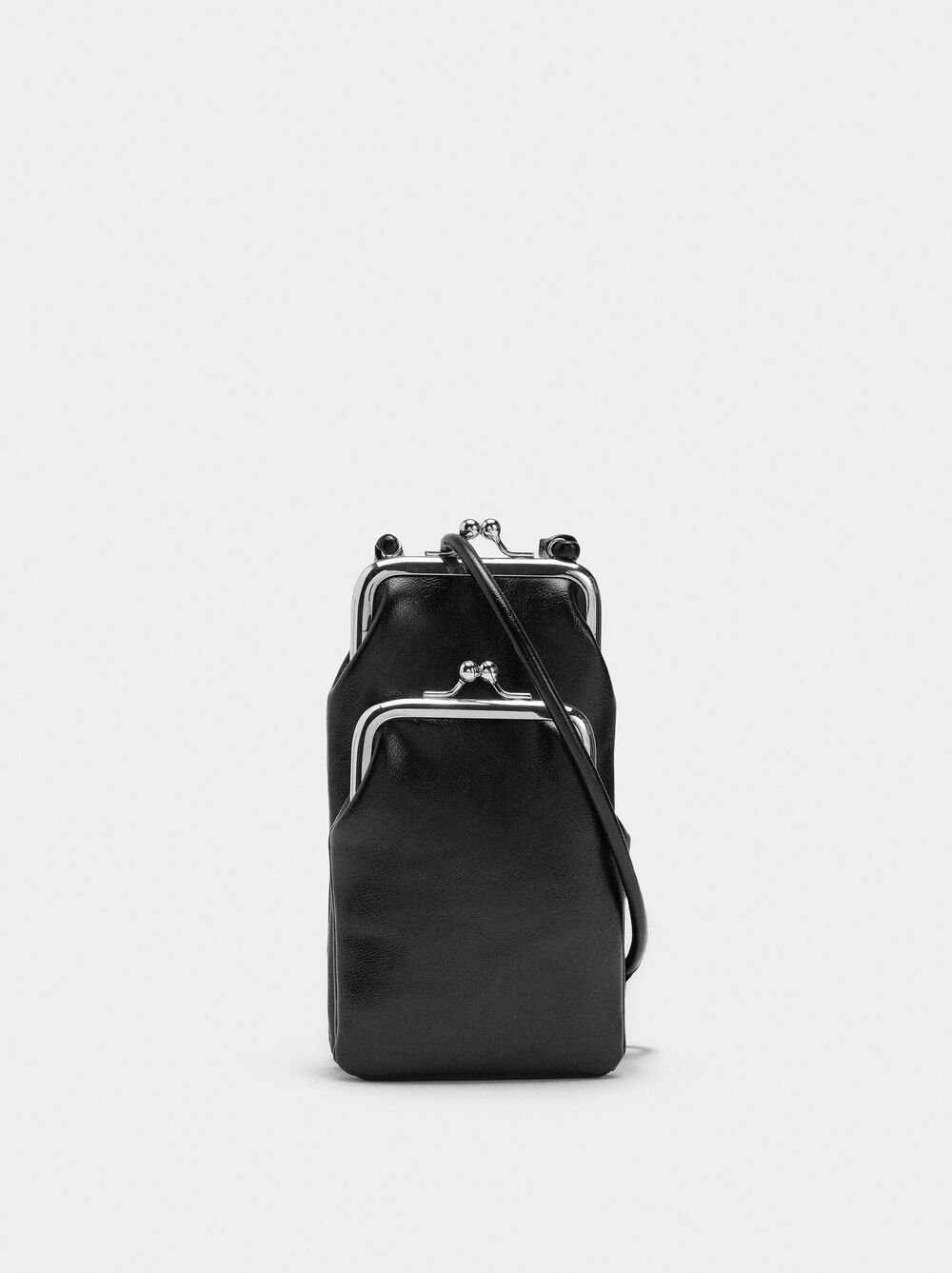 Mobile phone bag with kiss-lock closure