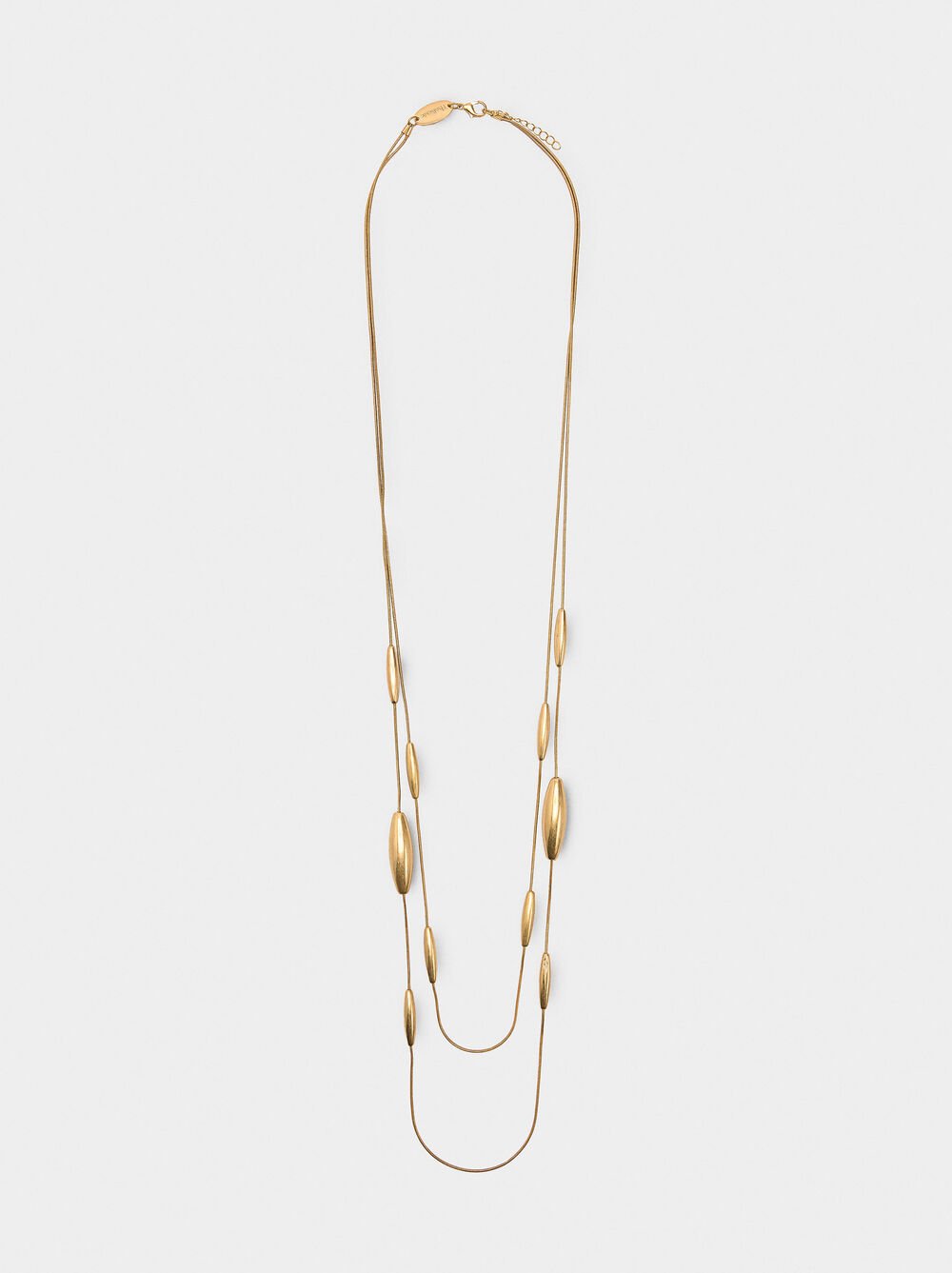 Long double necklace with metal details