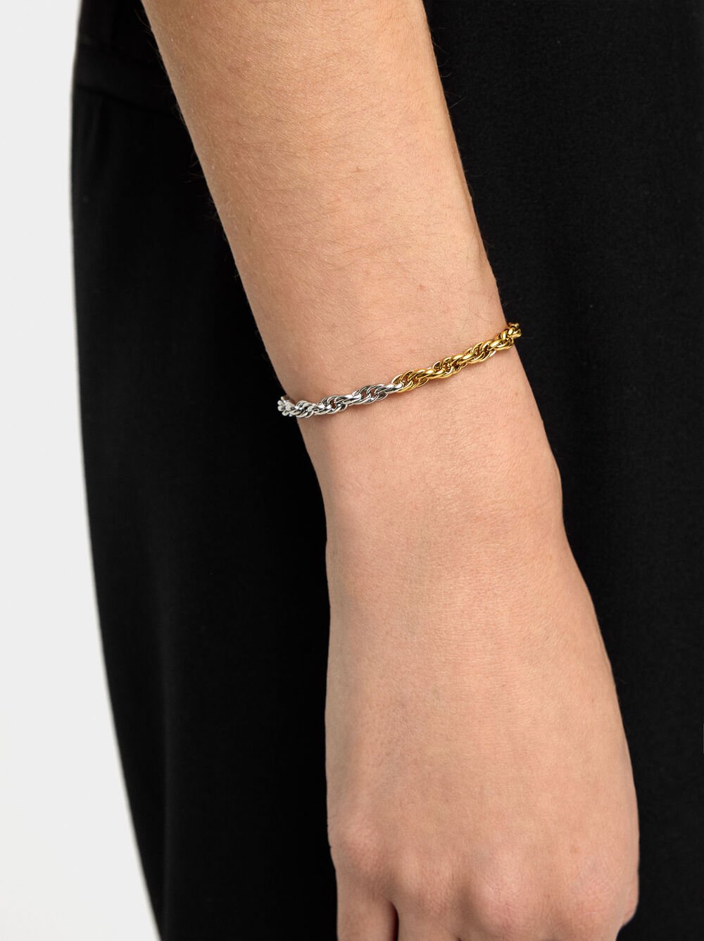 Bicolor bracelet with links - stainless steel