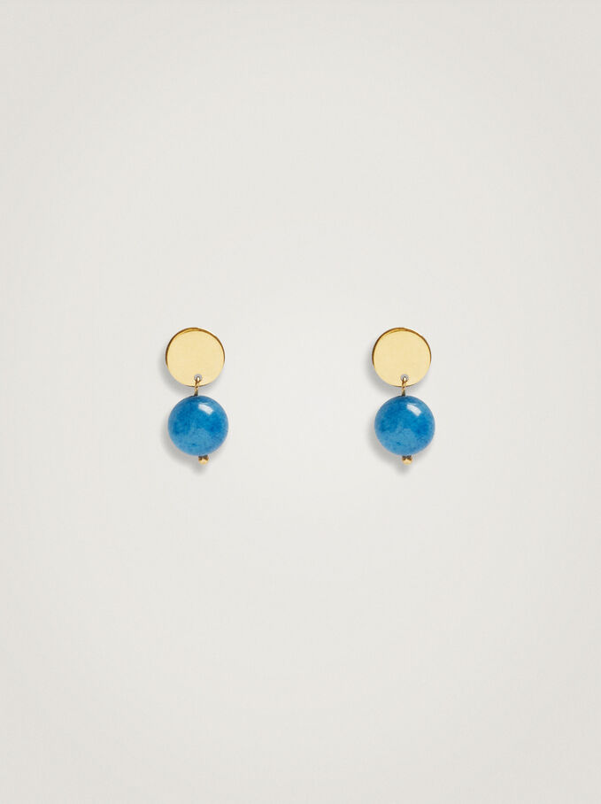 Steel Earrings With Semiprecious Stone, , hi-res