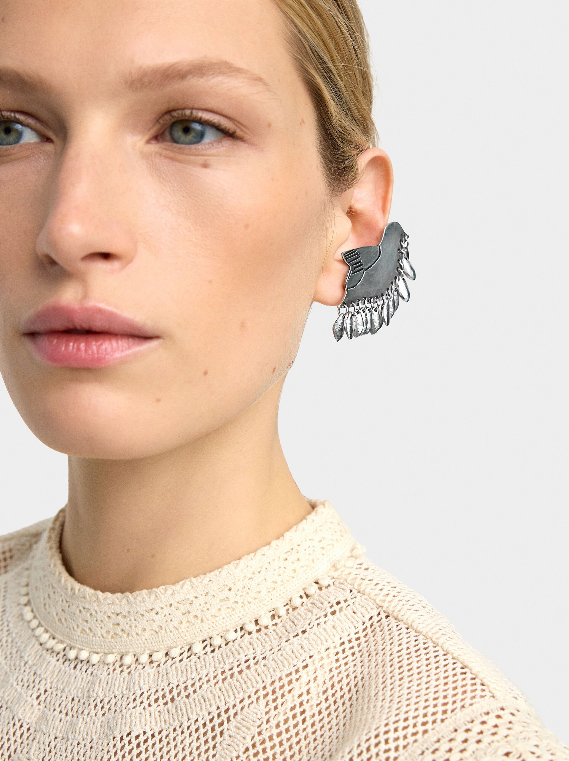 Earrings ear jacket with bird image number 1.0