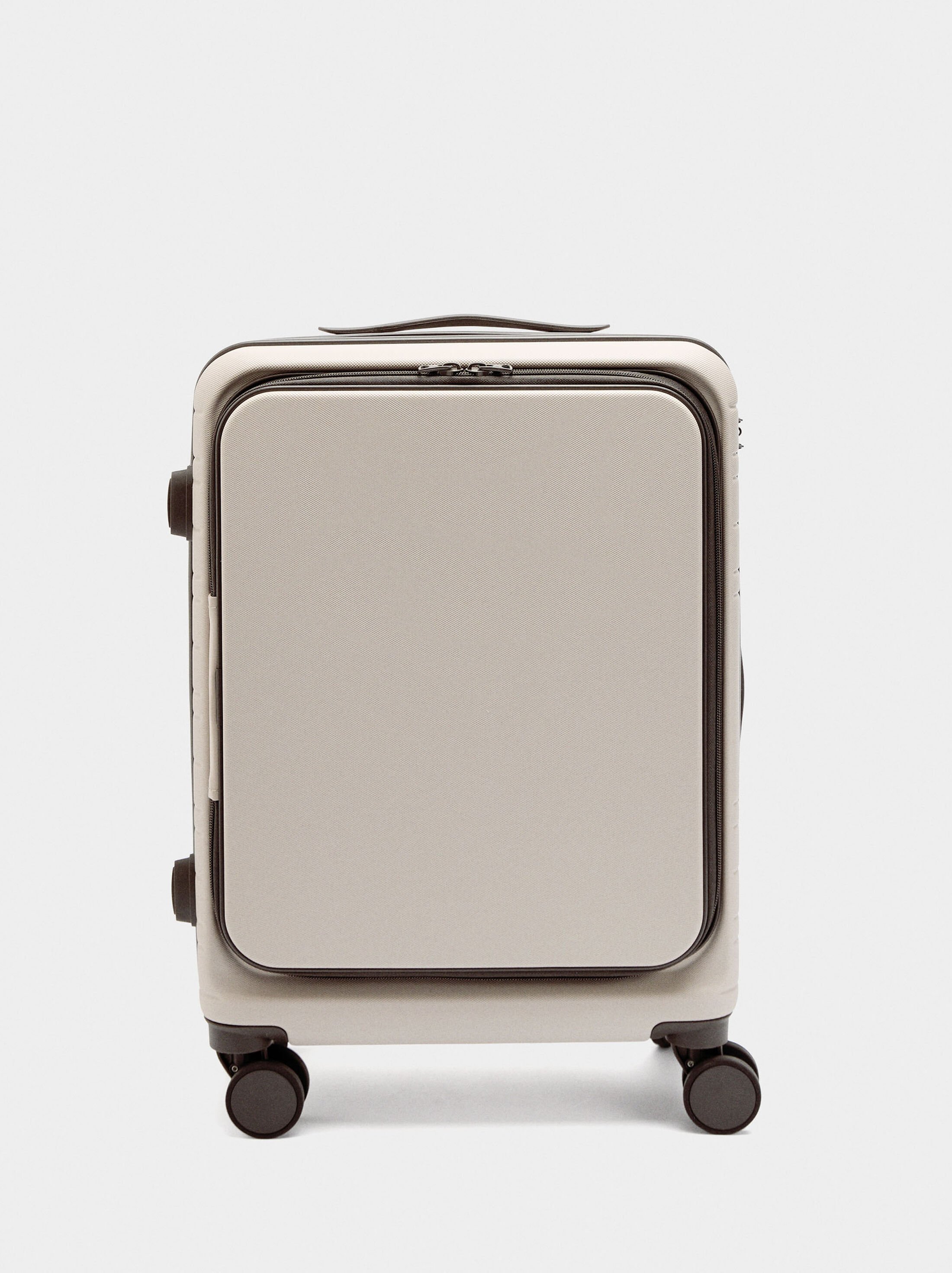 Striped travel suitcase image number 0.0