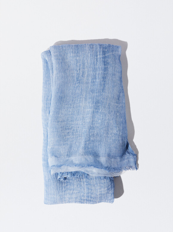 Silk Wedding Scarf, Blue, hi-res