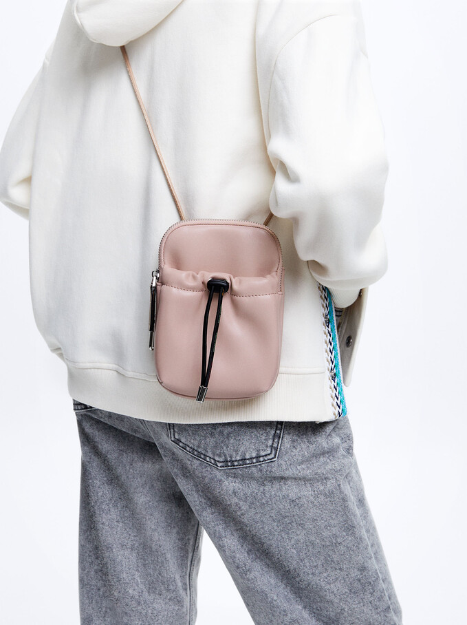 Étui Pour Téléphone Portable Avec Bandoulière, Rose, hi-res