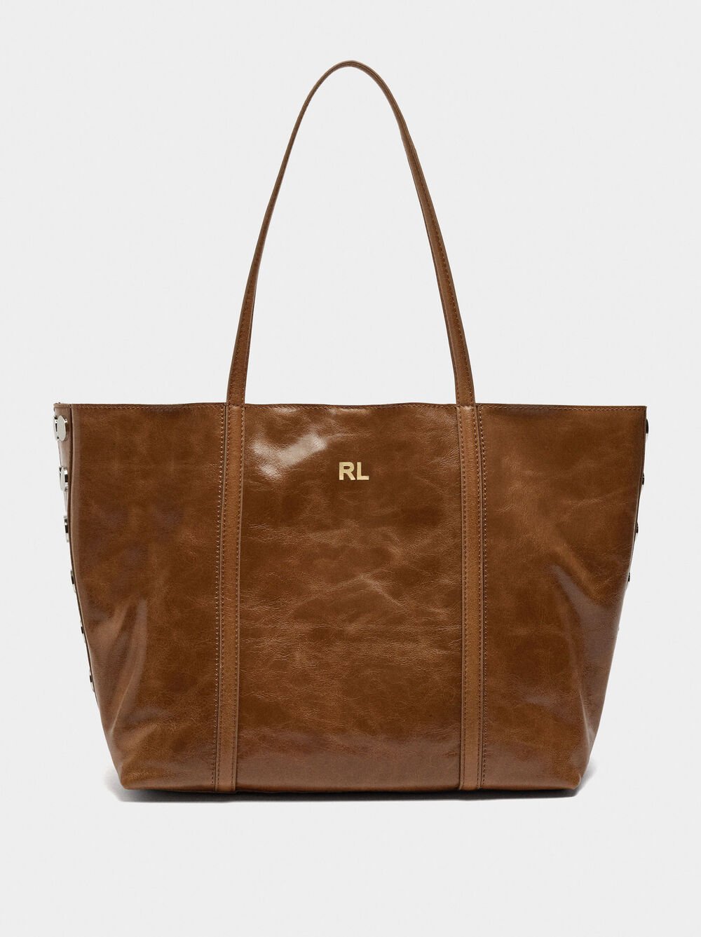 Bolso shopper de piel con tachuelas
