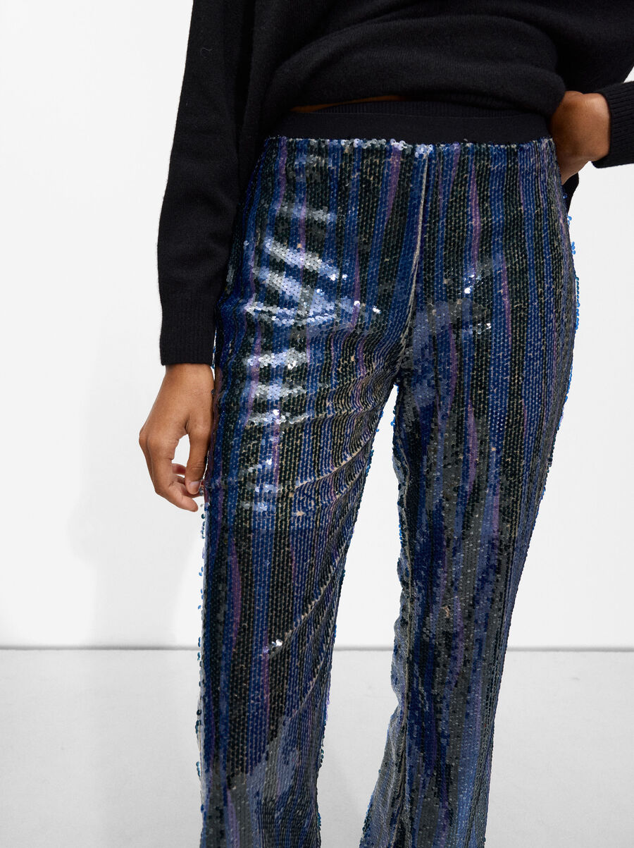 Flared trousers with sequins