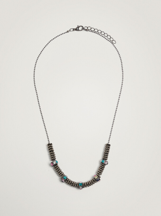 Short Necklace With Beads, Multicolor, hi-res