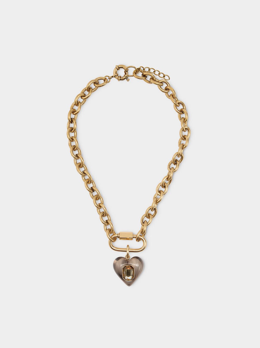 Collier court en maillons avec pendentif en résine