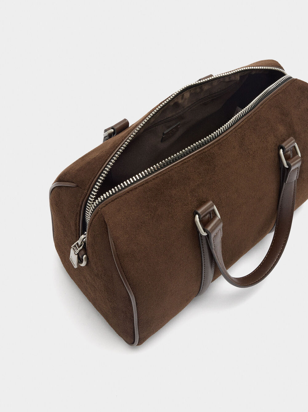 Bowling bag with suede effect