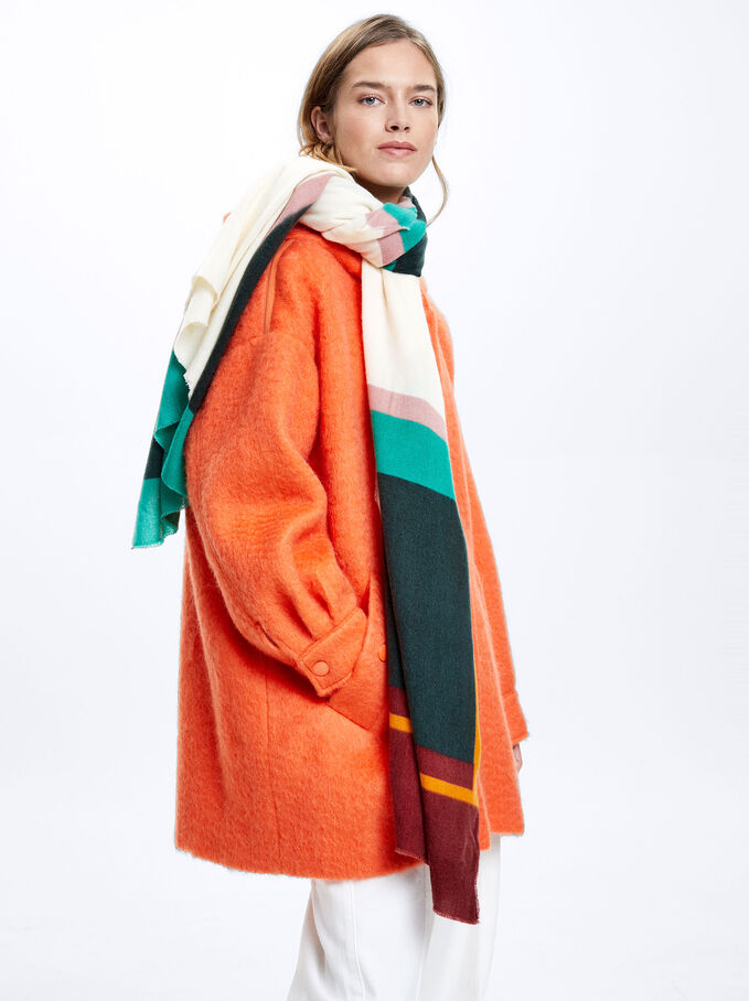 Multicoloured Blanket Scarf, Multicolor, hi-res