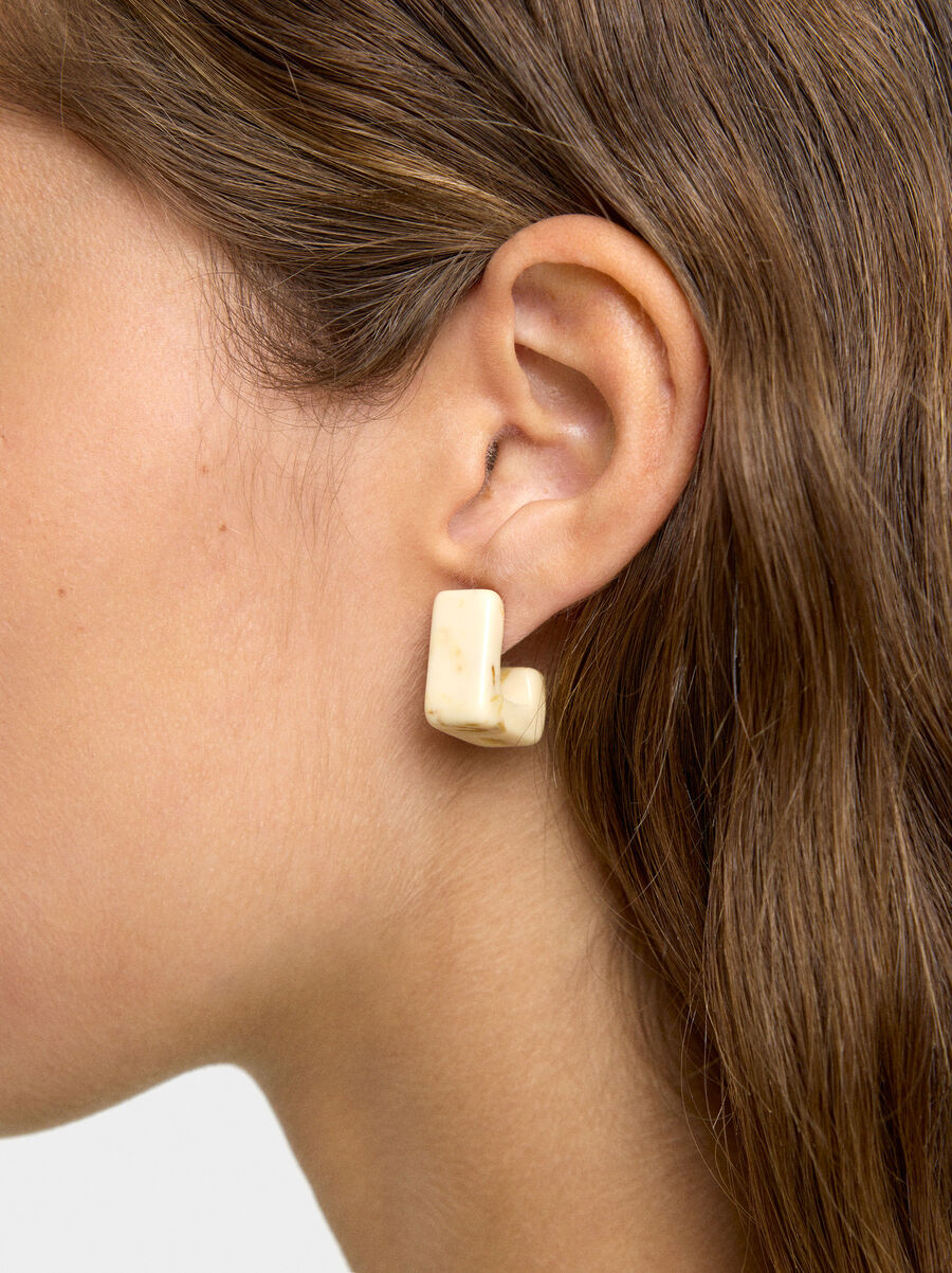 Rectangular hoop earrings with stone effect
