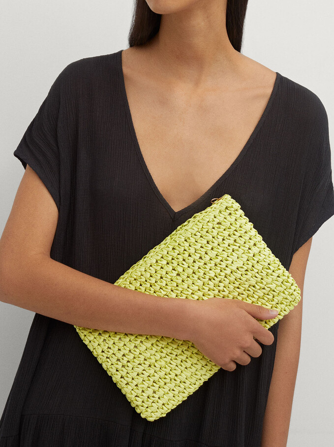 Braided Handbag, Yellow, hi-res