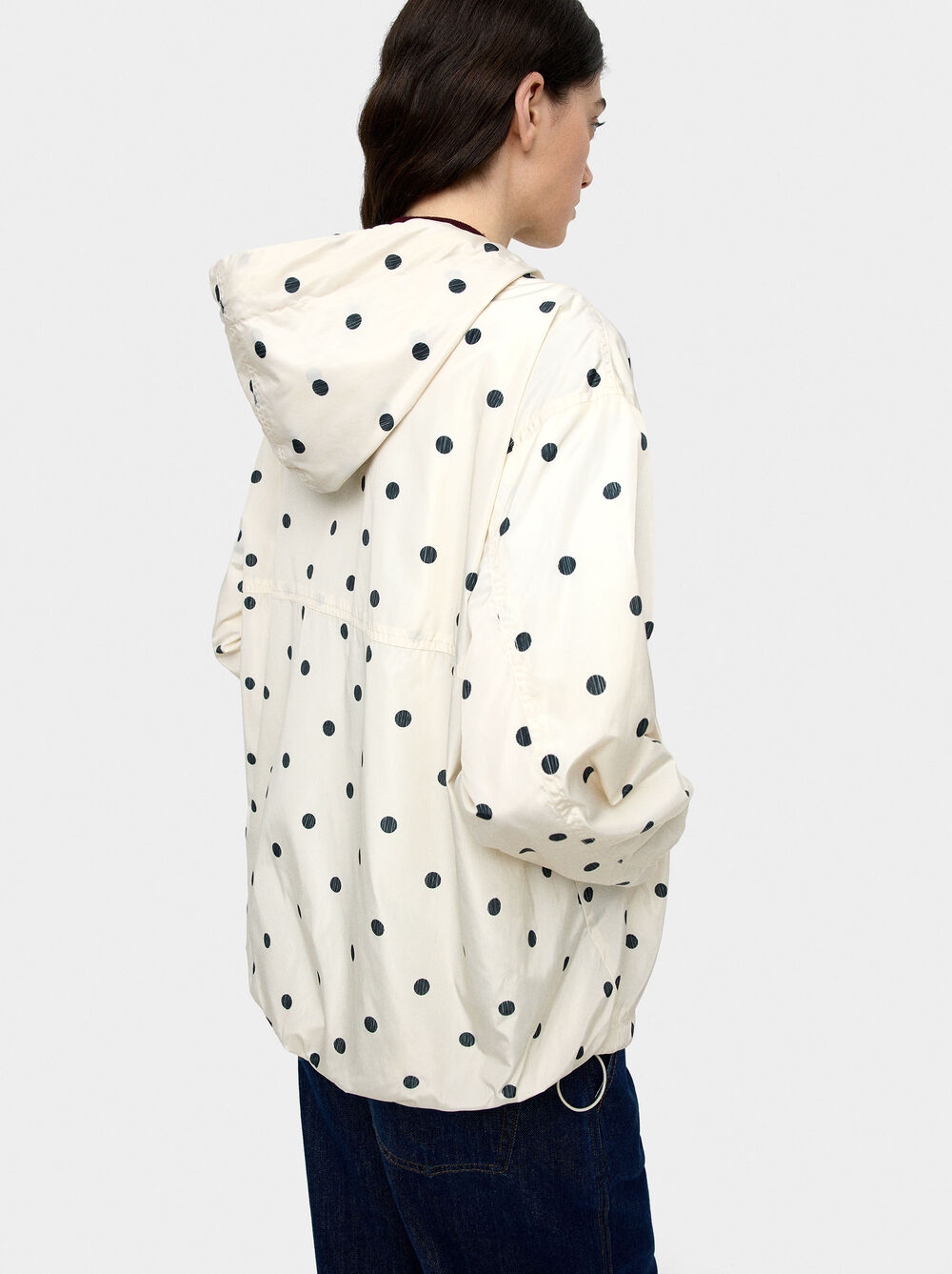 Polka dot parka with hood