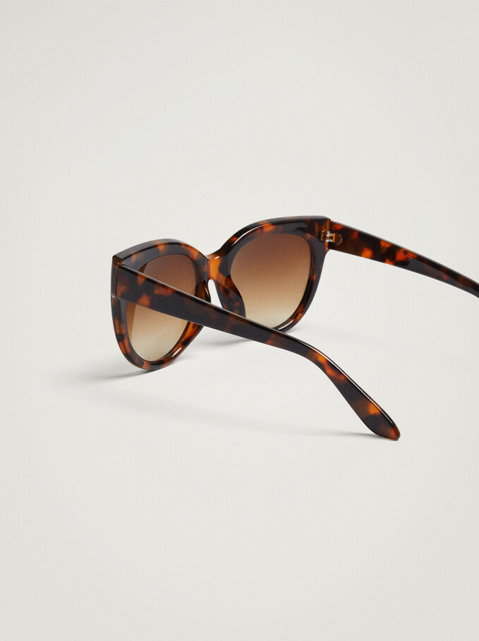 Sunglasses With Round Frames, Brown, hi-res