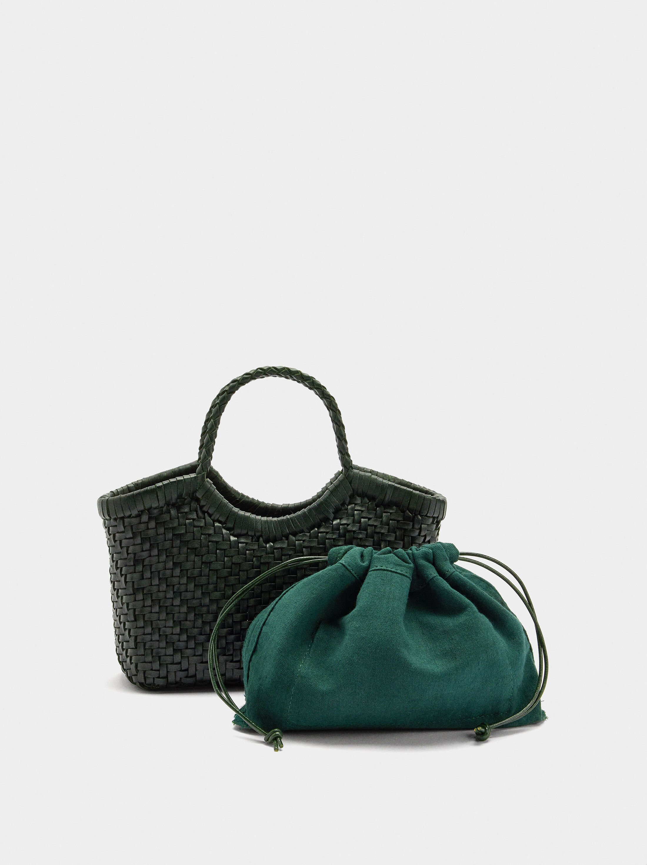 Tote bag with braided leather image number 2.0