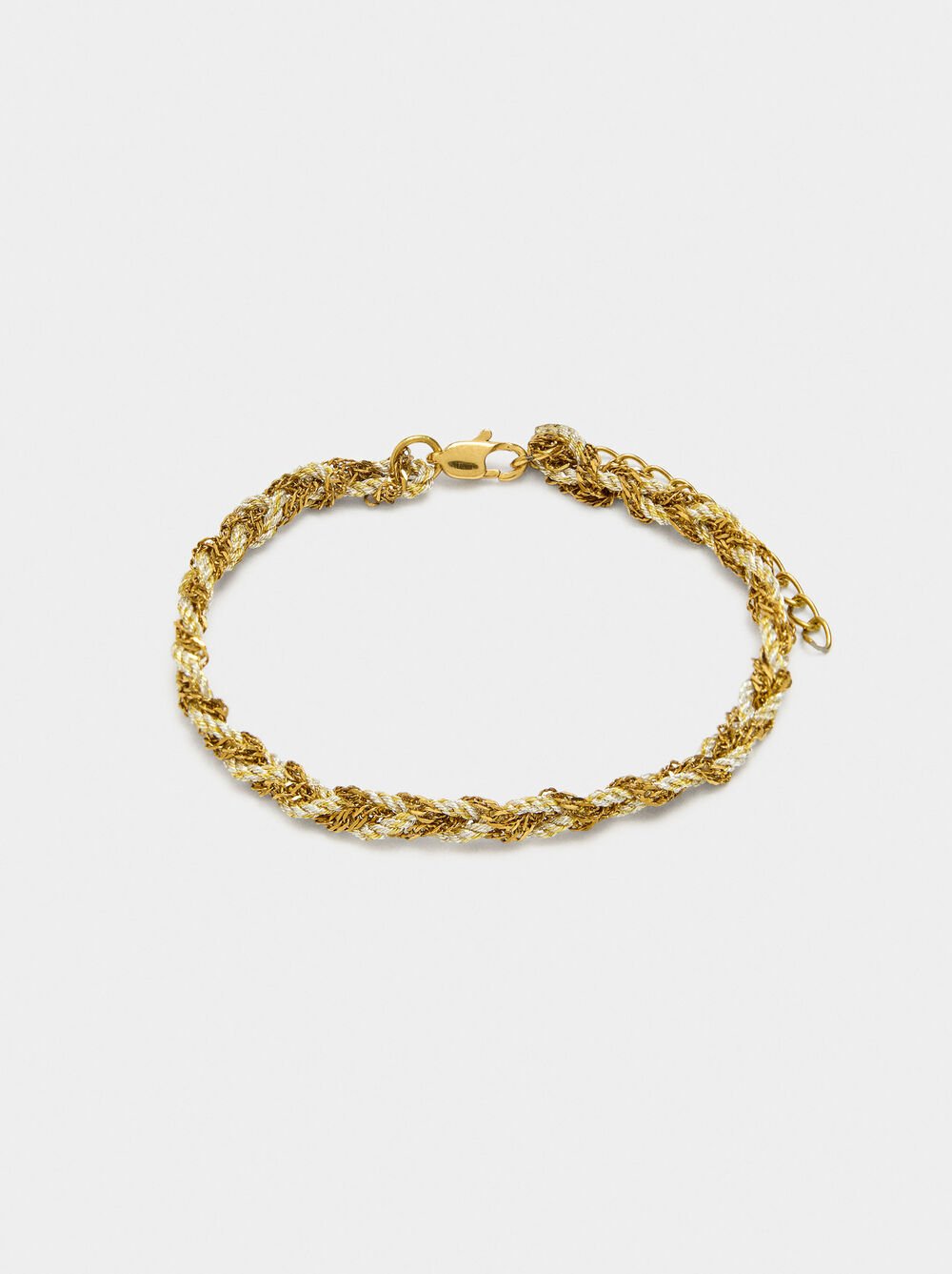 Intertwined bracelet with links and cord