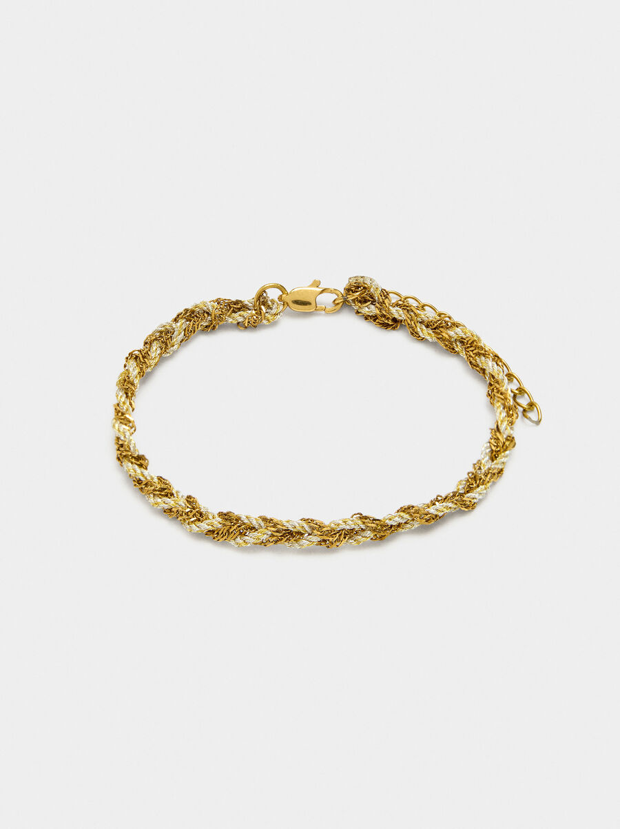 Intertwined bracelet with links and cord
