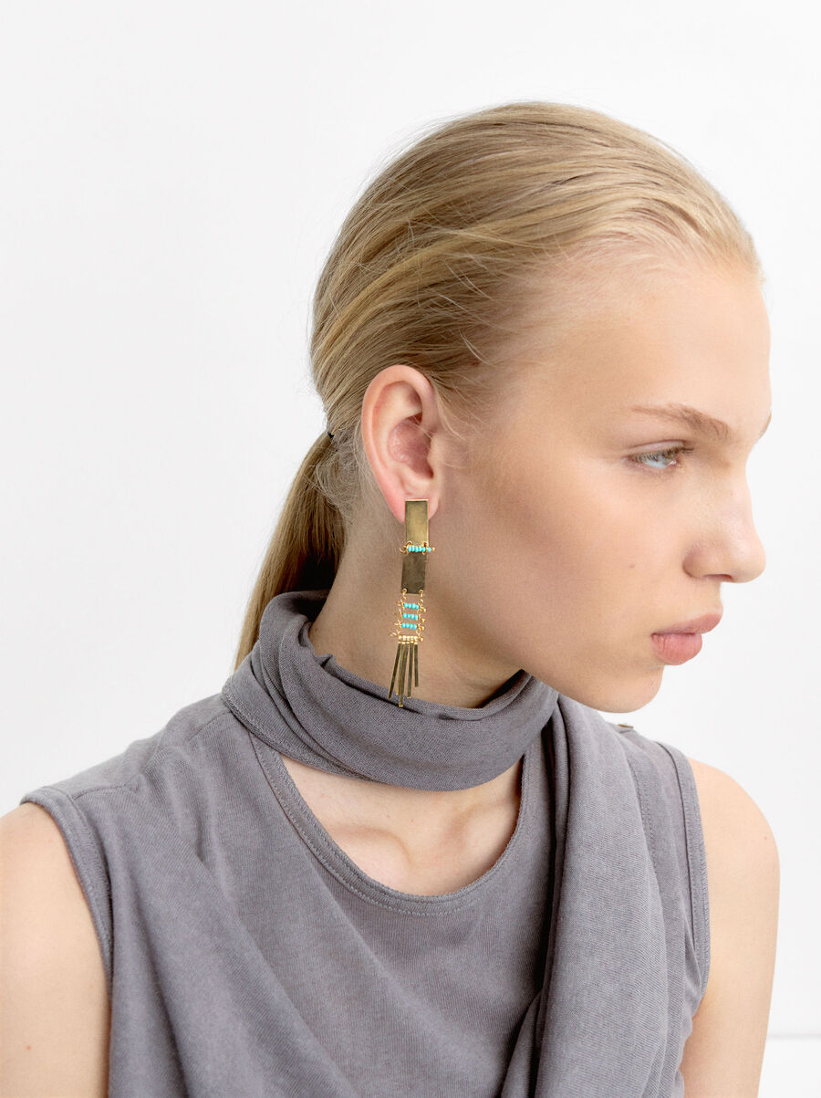 Geometric long earrings